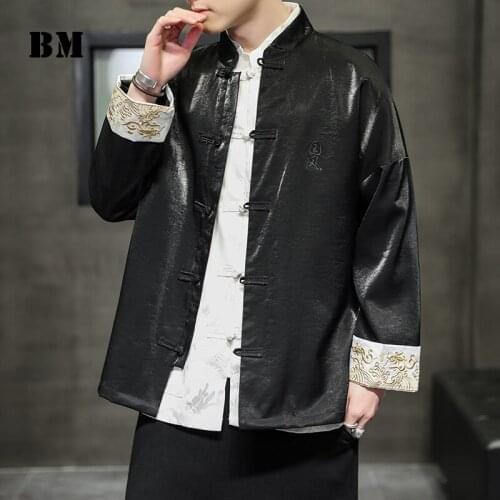 2021 Chinese Traditional Dress Casual Plus Size Hanfu Men Clothing Wu Tang Tang Suit Coat China Style Kung Fu Costume Male