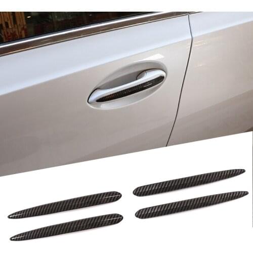 4pcs Carbon Fiber ABS Car Door Handle Trim Strips Sticker For BMW 5 Series G30 530li 2018 Car Accessories