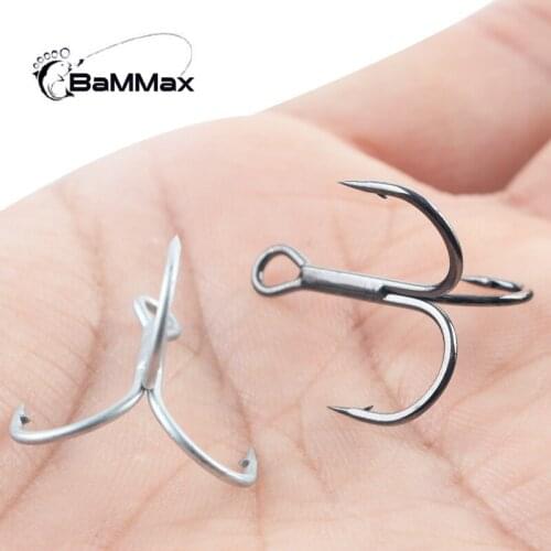 Bammax 5pcs Treble Hooks 4# 6# High Quality Sharp Hard Barbed Hooks Three Anchors 2 colors Lure Bait Hook Fishing Tackle