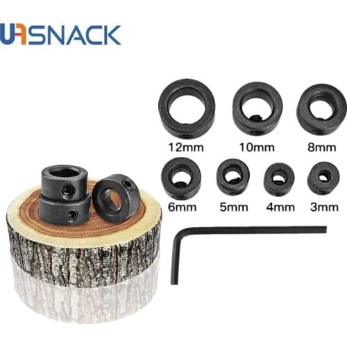 7pcs 3-16mm Woodworking Drill Locator Bit Depth Stop Collars Ring Positioner Drill Locator Wood Drill Bit with Wrench Hand Tools