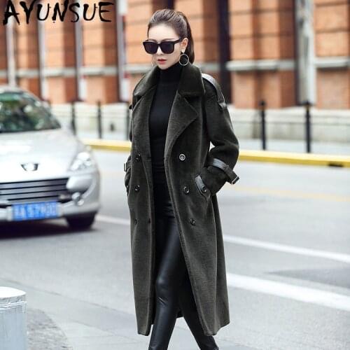 AYUNSUE Real Fur Coat Winter Coat Women 100% Wool Coat Female Sheep Shearling Fur Jacket Women Clothes 2020 Manteau Femme MY4585