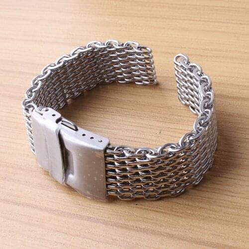 New 18mm 20mm 22mm 24mm loose watchbands bracelet shark mesh watch accessories folding buckle silver stainless steel special end
