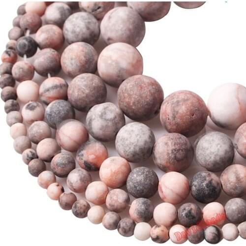 Natural Stone Dull Poli matte Frosted Pink Zebra Jaspers Round Loose Beads 4 6 8 10 12MM Pick Size For Jewelry Making Bracelet