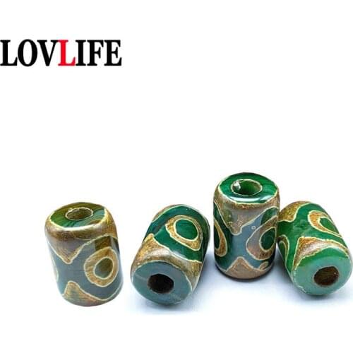 Tibetan Style Cylinder Beads Paracord Bead Charm 3 Eyes Tibet Amulet DZI Bead DIY Paracord Lanyard Bead Charms For Folding Knife