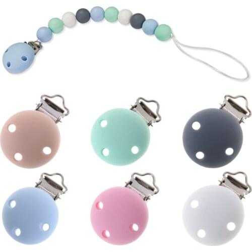 Baby Pacifier Clip Silicone Soother Teether Nipple Holder Round Soft Saliva Towel Clips Toys Buckle Newborn Nursing Supplies DIY