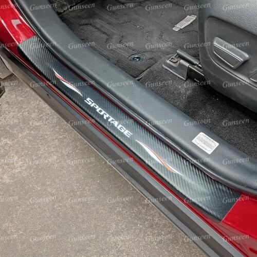 For Kia Sportage 2021 2020 2022 Accessories Auto Door Sill Pedal Trim Carbon Fibre Texture Leather Protector Car Sticker Styling