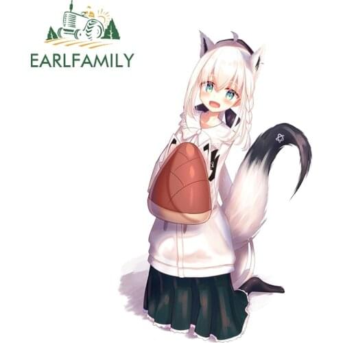 EARLFAMILY 13cm x 8.6cm for Shirakami Fubuki Hololive Vinyl Car Stickers Creativite Scratch-Proof Decals Bumper Car Accessoires