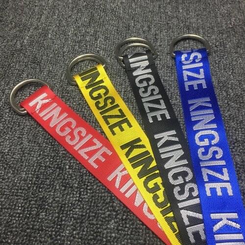 Canvas Embroidery Mens Womens Belt Double D Buckle Lengthened Decoration Couple Student Belt All-Match Denim Casual Pants Gift