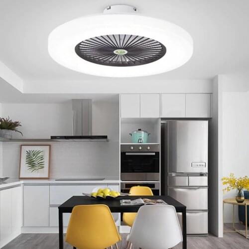 Ins Hot Led Smart Ceiling Fan Light Nordic Warm Romantic Bedroom Kitchen 3 Colors Invisible Fan Light With Remote Control