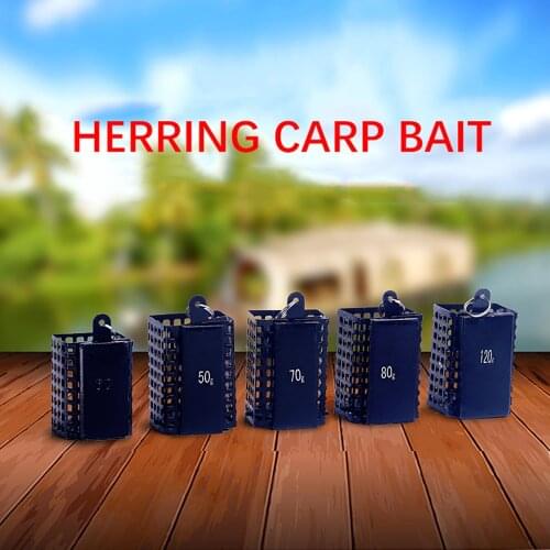 5pcs Set Fishing Tackle Feeder Cage Round Square Steel Mesh for Carp Coarse Match Barbel Metal Feeders 30g 60g 80g 120g X390G