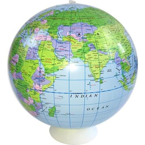 40cm Inflatable World Globe Earth Map Ball Educational Supplies Earth Ocean Kids Learning Geography Toy Inflatable Beach Ball