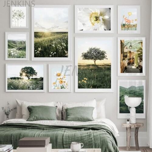 Wall Art Canvas Painting Nordic Posters And Prints Wall Pictures For Living Room Decor Dandelion Valley Train Grass Flower