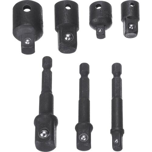 7pcs 1/4" 3/8" 1/2" Socket Adapter Converter Kit Hex Shank Nut Drive Wrench Air Ratchet Impact Extension Drill Bits Set