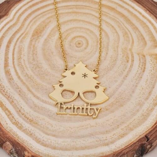 Personalized Tree Name Necklace Stainless Steel Necklace For Women Mom Kids Christmas Gifts Custom Nameplate Necklace Snowflower