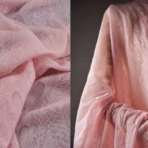 Half Meter Fresh Beauty Light Pink Feather Chiffon Fabric For Dress Sun-Proof Cloth Ladys Garment Material T1582