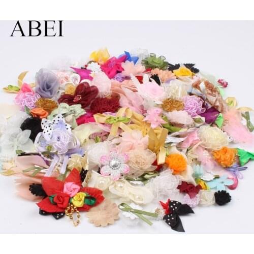 50pcs Muticolor Flowers Bows DIY Craft Projects Home Wedding Scrapbook Decoration Fashion Accessories
