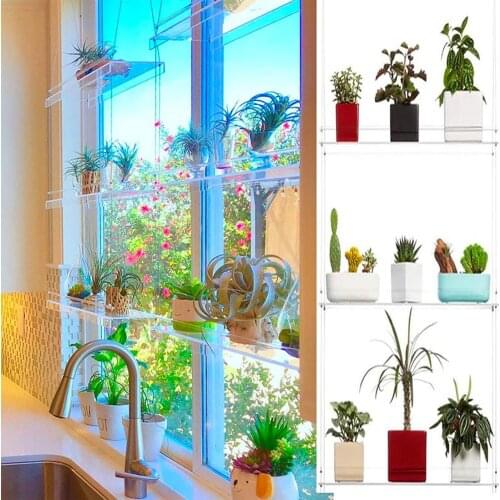 Plant Shelf Adjustable Waterproof Plastic Rectangular Hanging Shelf for Living Room Plant stand indoor garden decoration