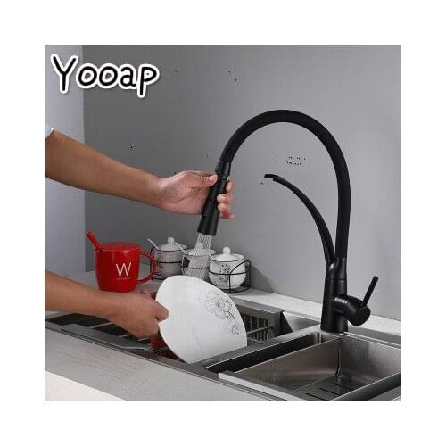Yooap Rubber Design Kitchen Faucets Any Direction Rotating Modern Kitchen Faucet Taps Single Handle Pull Down Deck Sinks Faucet
