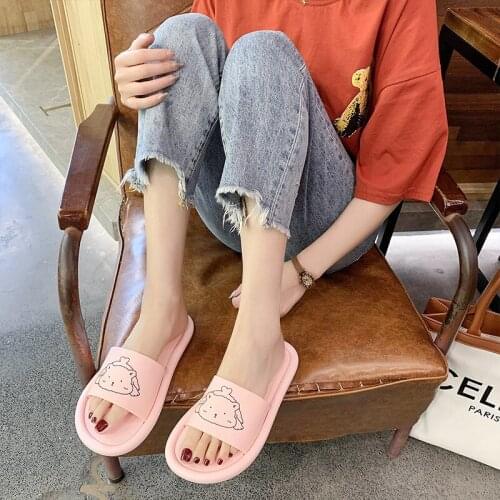 TZLDN Couple Slippers Cute Bear Home Women Slippers Summer Sandals Slides Non-slip Bathroom Shoes Flip Flops Sandalias Muje