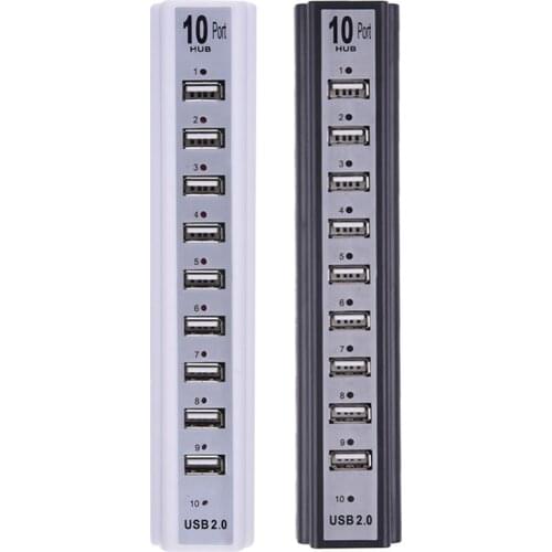 EU/US Plug 10 Ports USB 2.0 Hubs with AC Power Computer Peripherals Supply Adapter For Portable For PC Laptop Notebook