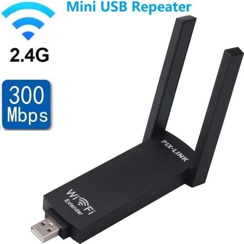 New Mini 2.4G WiFi Booster USB Repeater 300Mbps wi fi Signal Amplifier Dual High Gain Antennas Wireless 802.11N Network Extender