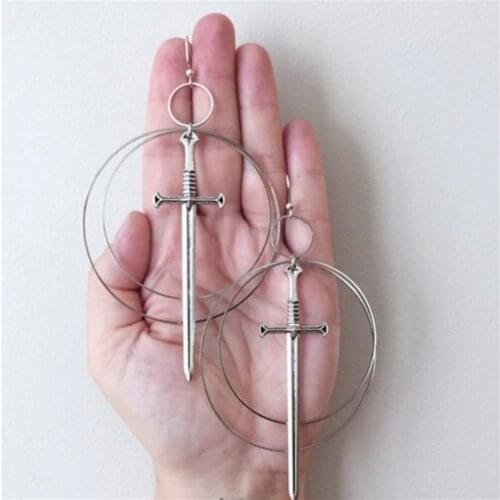 Gothic Excalibur Double Hoop Earrings Classical Occult Dark Jewelry Send Women Fashion Gift Classics New 2021 Delicacy Beautiful