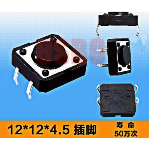 12*12*4.5mm Hight Quality Feather Touch Button Switch Mini Touch Tact Switch Sensitive 4 Pins Black