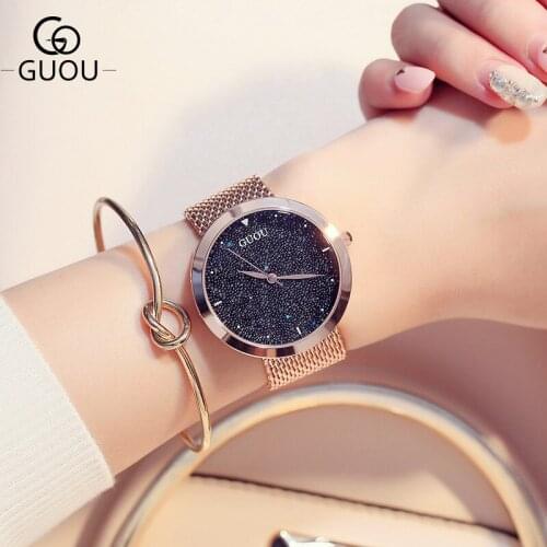 Women watch fashion steel ladies watch European and American style big dial with rose golden watchband G8178