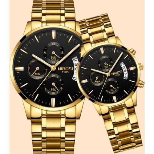 NIBOSI New Couple Watches Luxury Brand Business Quartz Wristwatches Fashion Lovers Watch Waterproof Montre Femme