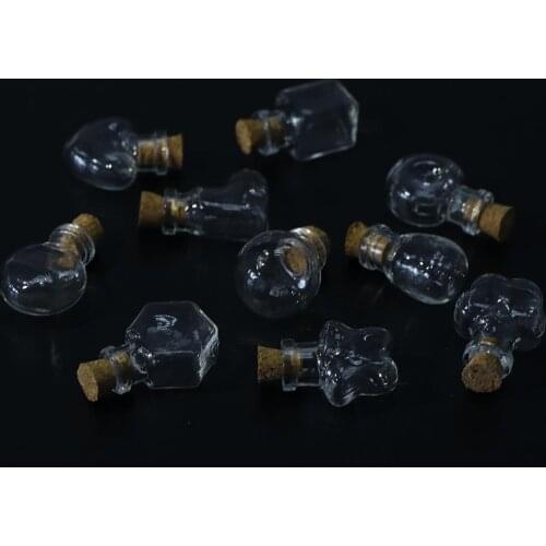 10 Shapes DIY Craft Mini Transparent Glass Bottle Jars Vials Wish Bottle with Corks Stopper Cute Art Bottles