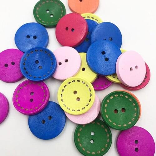 20pcs 25mm Mix Round Wood Buttons 4Holes Sewing Crafts Accessories WB712