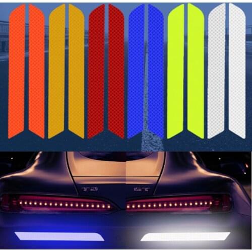 20Pcs/10pairs Car Bumper Reflective Strip Warning Wheel Rim Eyebrow Warning Light Stickers Safety Mark Car styling Stickers