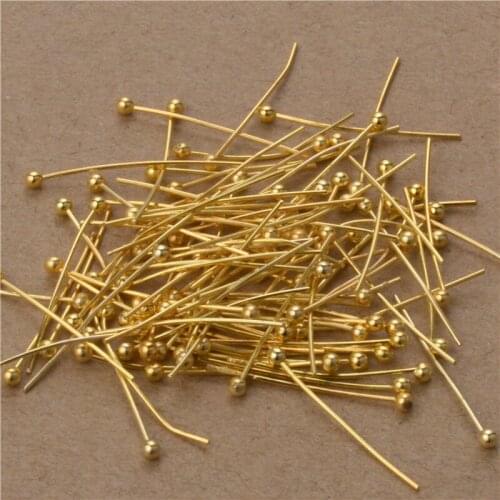200PCs Gold-Color Ball Head Pins 0.5x20 25 30 40 50mm Ball Head Pins & Needles For DIY Jewelry Findings Accessories