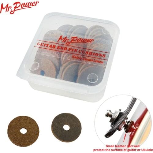 30pcs Genuine Leather Guitar Savers Strap Lock Blocks Button Pad End Pin Cushions Pad with Box for Acoustic Electric Guitar Bass