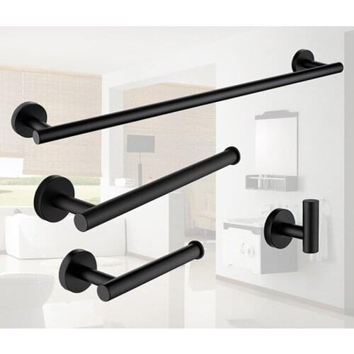 304 stainless steel silver black brushed gold single layer towel bar toilet paper holder bathroom accessories set towel rack set