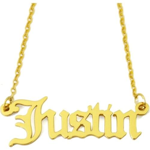 3UMeter Personalized Name Necklace Customized Nameplate Necklace Custom Name Necklace Old English Name Jewelry Personalized Gift