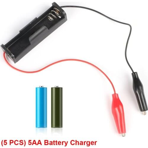 5pcs Battery Holder Box Positive Pole Red Alligator Clip 1 Slot AA Batteries Container DIY Circuit Accessories