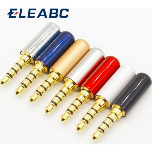 7pcs Copper Gold Plated 1/8" 3.5mm Male Mini Jack Plug soldering 4 pole plug Repair Headphone Cable Solder