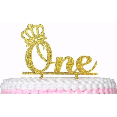 Acrylic Mirror cake Topper 1st Birthday Party Supplies ONE Acrylic Cake Topper , Gold Crown