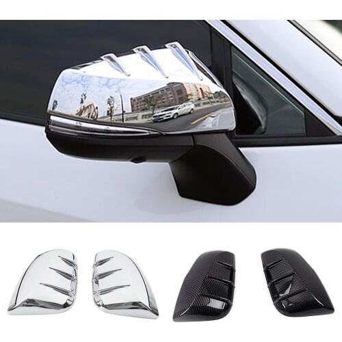 For Toyota Rav 4 Rav4 5 Gen 2019-2021 Accessories Carbon Fiber Color Side Mirror Cover Chrome Rear View Mirror Trim Sticker