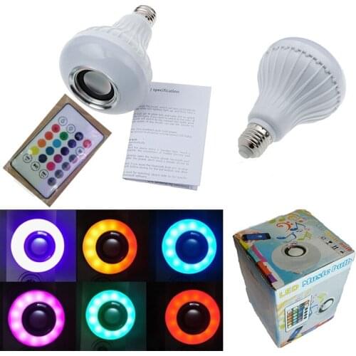 Wireless 12W Power E27 LED rgb Bluetooth Speaker Bulb Light Lamp smart phone Music Playing & RGB Lighting with Remote Control