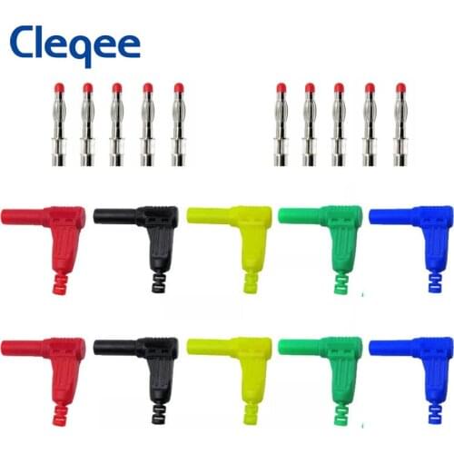 Cleqee P3014 10PCS 4mm Male Banana Plug Right Angle Insulation Wire Solder Type DIY Connector Multimeter part