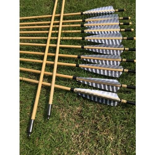 6/12/24pcs Wooden Arrows 32‘’ With Turkey Feather For 20-60lbs Bows for Longbow Archery Shooting