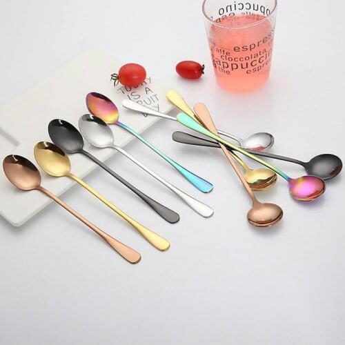 Long Handled Good Stainless Steel Coffee Spoon Ice Cream Dessert Tea Coffee Fruit Juice Spoon For Picnic Kitchen Cutlery Spoons