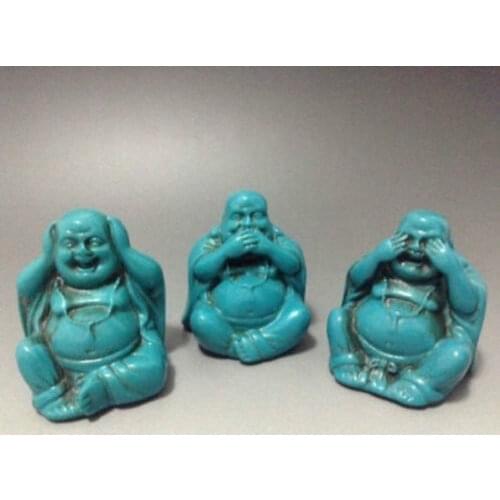 Exquisite Chinese Hand-carved Three Laughing Buddha Statues