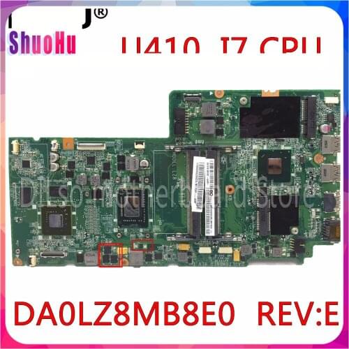 KEFU DA0LZ8MB8E0 REV:E I7 CPU Fully Test Mothrboard DA0LZ8MB8E0 REV:E For Lenovo Ideapad U410 Laptop Motherboard DDR3 HM76 Intel
