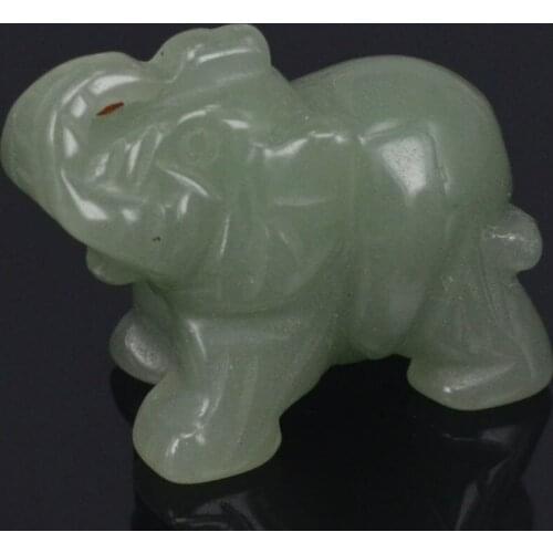 1.5" Natural Green Aventurine Elephant Carved Figurine Stone Chakra Healing Reiki Stone Feng Shui Crafts