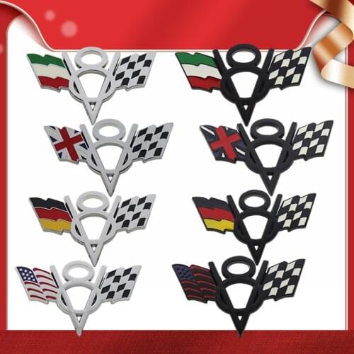 3D National Flag V8 Capacity Displacement for Italy UK Germany US car Hood Fender trunk Rear Bonnet Decal Emblem Badge Sticker