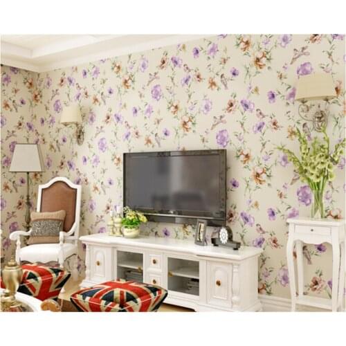 Beibehang wallpaper for walls 3d Nonwoven bird flowers romantic pastoral bedroom living room TV backdrop wall paper papier peint