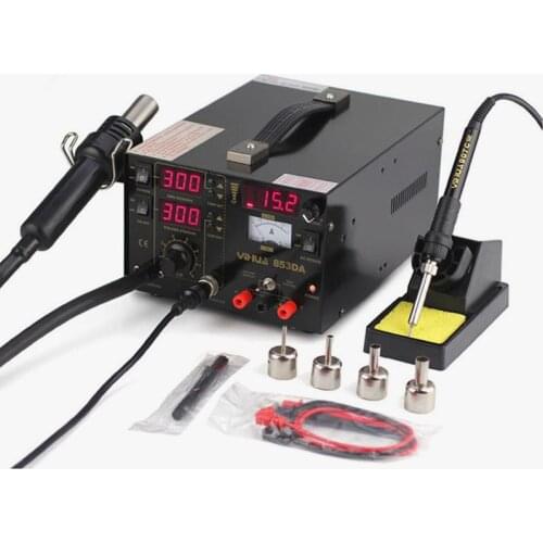 220V YIHUA 853DA 1A 3in1 Hot Air Repair Phone Rework Soldering Station DC Power Supply